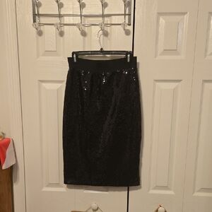 Elegant Black Sequin Pencil Skirt